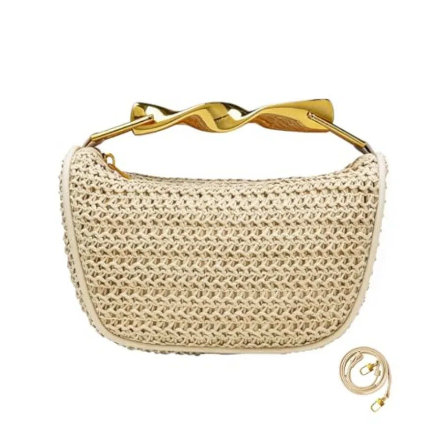 

JYG Mini Handmade Straw Crossbody Bags for Women Summer Beach Satchel Purse Fashion Woven Shoulder Handbag with 2 Straps
