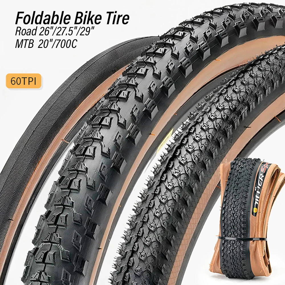 1PC MTB Road Foldable Bike Tire 20*1.35/26*1.95/27.5*2.1/27.5*2.2/29*2.2 Inch 700*25C Anti Puncture Tyre Ultralight Cycling Part