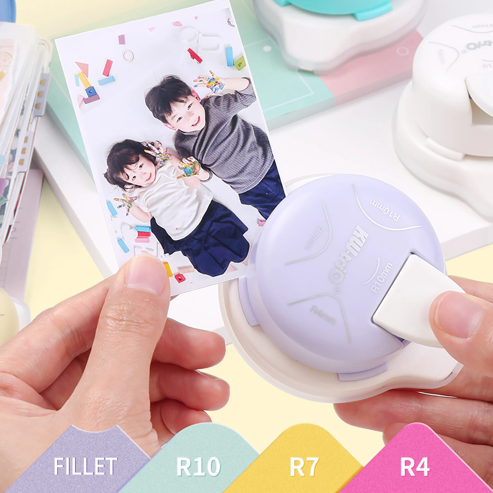 【Nowość】KW-TRIO Zaokrąglacz Rogów 4 w 1 R4/R7/R10mm + Zaokrąglacz Wewnętrznych Rogów Papieru do Kartek, Rękodzieła i Albumów