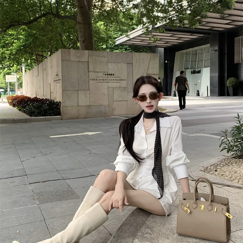 Retro kanten riem lange Sve irt dames herfst 2025, nieuwe Sle nauwsluitend ademend comfortabel Chinese fabrikant