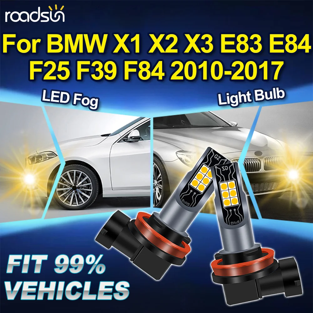 

Светодиодные противотуманные фары ROADSTUN H8 H9 H11 для BMW X1 X2 X3 E83 E84 F25 F39 F84 2010-2017, 2 шт., 3000K, Canbus