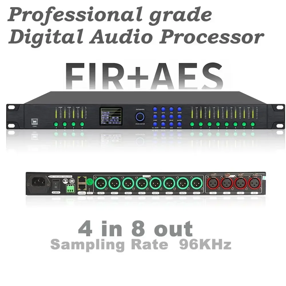 Audio Sound Processor 4 In 8 Out Processor Dsp FIR Equipment Effects Professional Digital Audio Processor