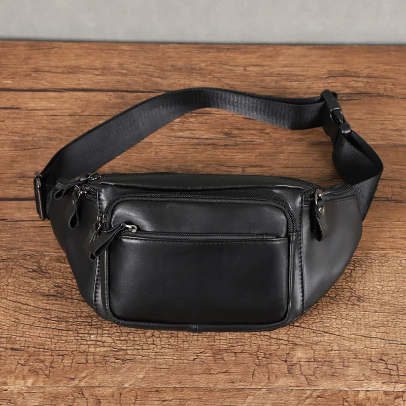 Genuine Leather Men's Fanny Pack Waist Bag For Men Large Capacity Men Belt Bag Male Chest Bags Waist Pack Outdoor Shoulder Bags