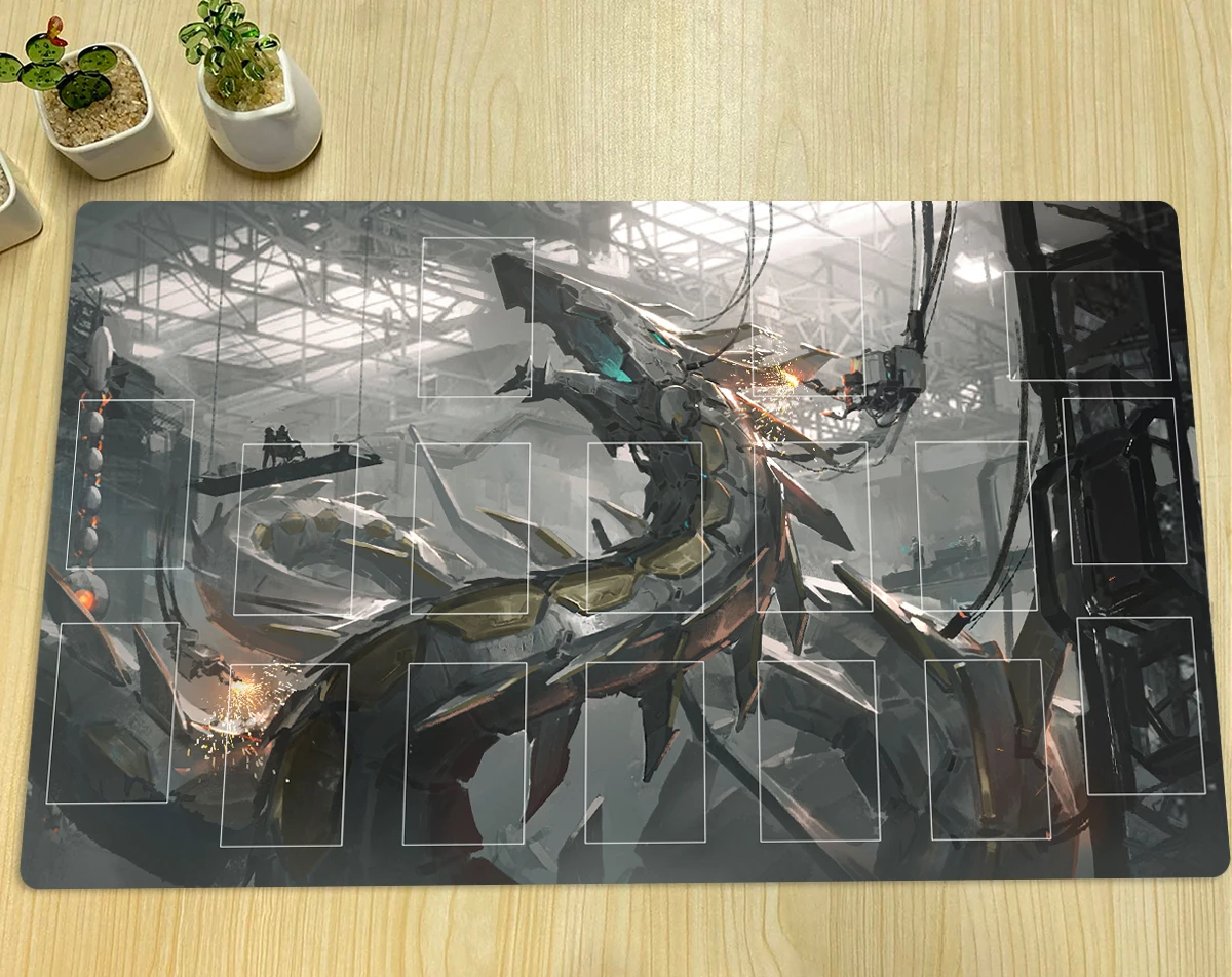 YuGiOh Cyber Eternity Dragon Mat TCG CCG Board Game Playmat Trading Card Game Mat Custom Anime Mouse Pad Rubber Zone & Free Bag