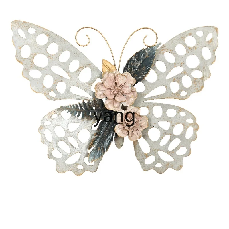 Yjq Stereo Simulation Wrought Iron Butterfly Wall Decorations Living Room Dining Room Entrance Wall Decoration Girl Room Pendant