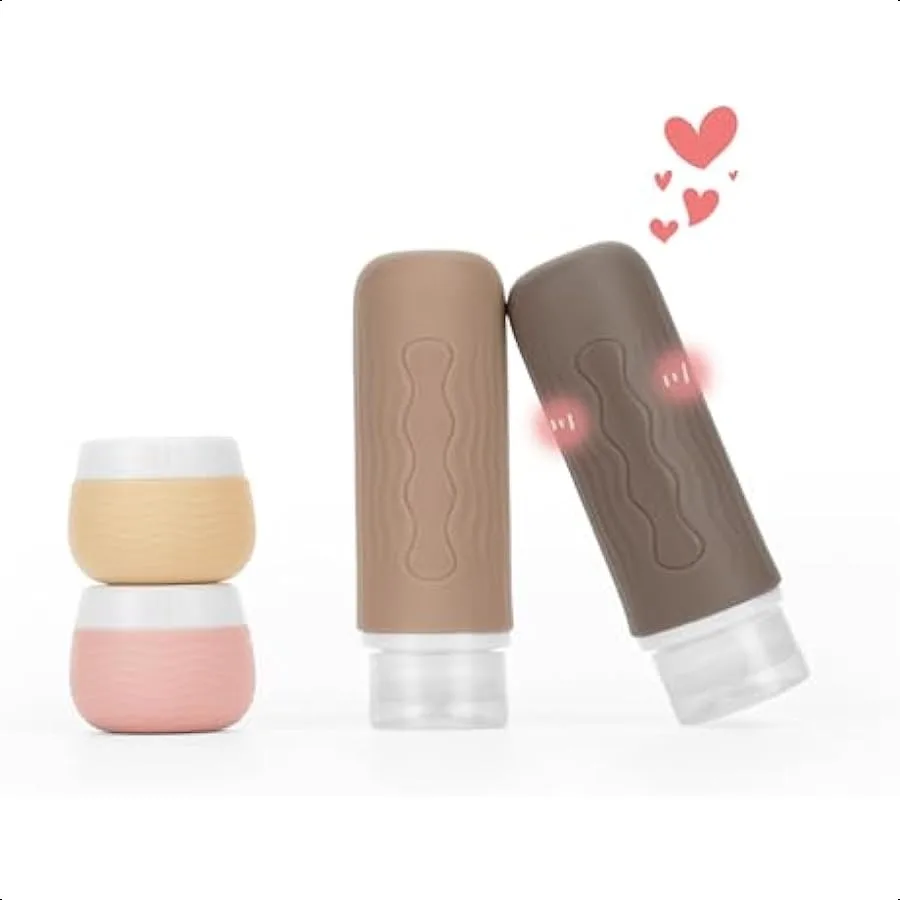 

Travel Containers for Toiletries Silicone Cream Jars and Bottles TSA Approved Travel Size Essentials Leakproof Accessories for