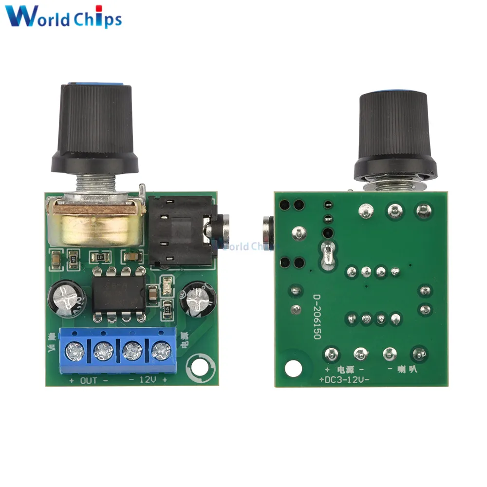 DC 3-12V Mini LM386 Power Amplifier Board YX1667 Volume Control Audio Amplifier 3.5mm 0.5W-12W Speaker AMP Board Module image 2