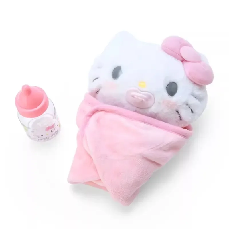 Original Sanrio Baby Pacifier Bottle Plush Cinnamoroll Hello Kitty My Melody Baby Dress Up Suit Doll Anime Stuffed Plushie Toys