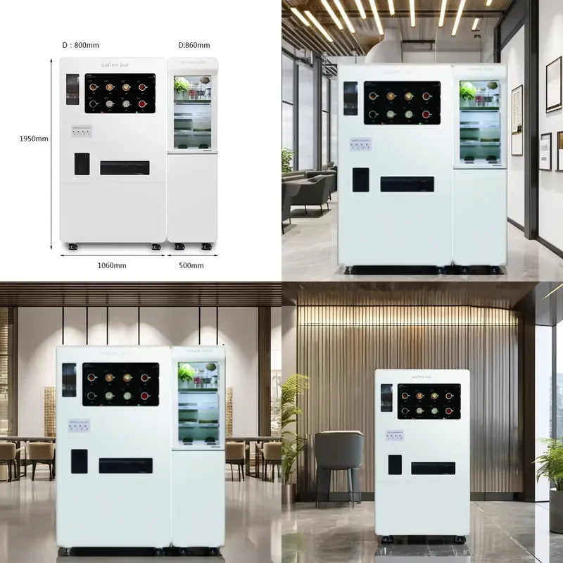 for Funspace Smart Robot Kiosk Commercial Automatic Hot Chocolate Coffee Vending Machine Plastic Coin Token QR Code Payment