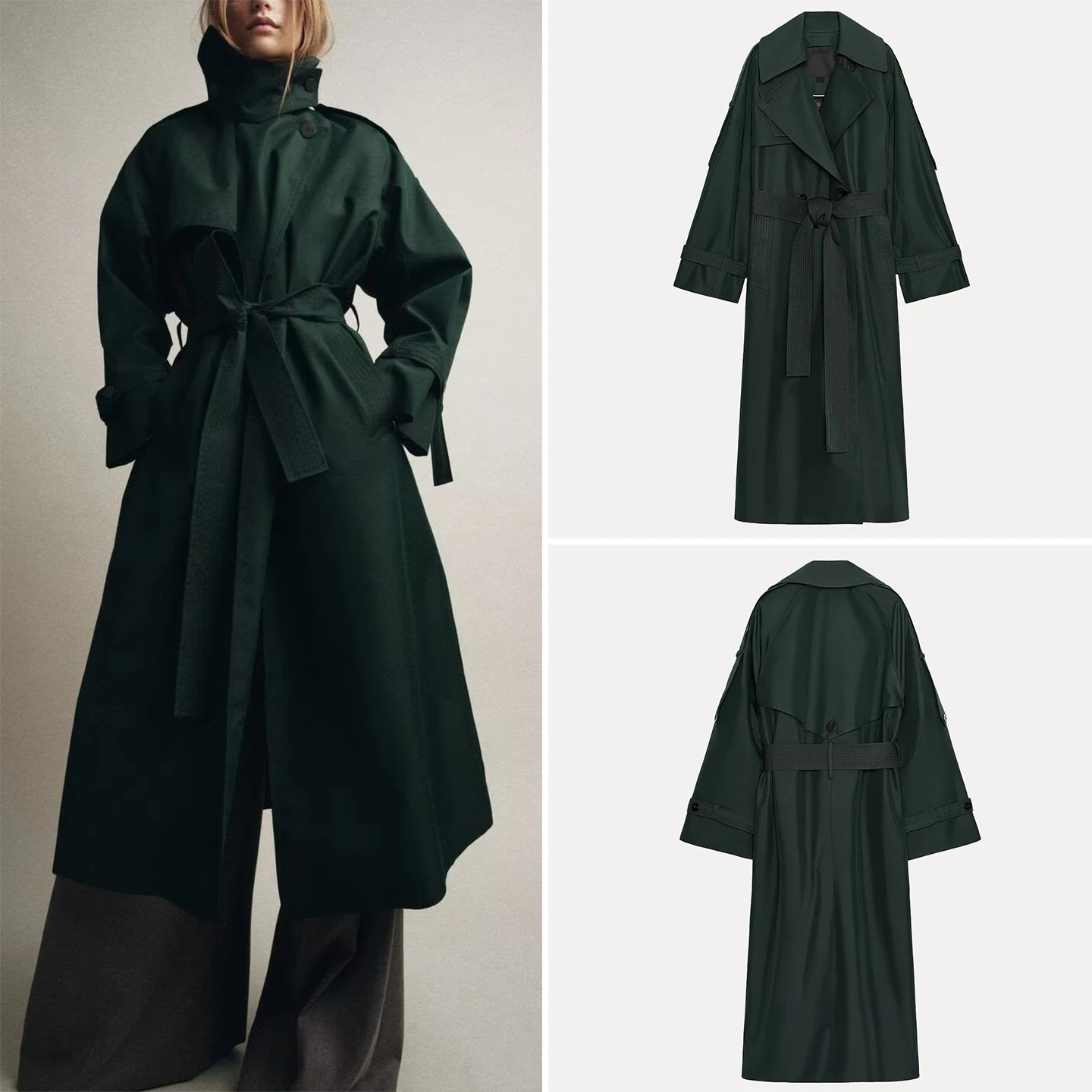 

Cool Personali Loose Waterproof Autumn Windbreaker Commute Sle Long Sve Suit Collar Belted Mid-Length Wind Coat