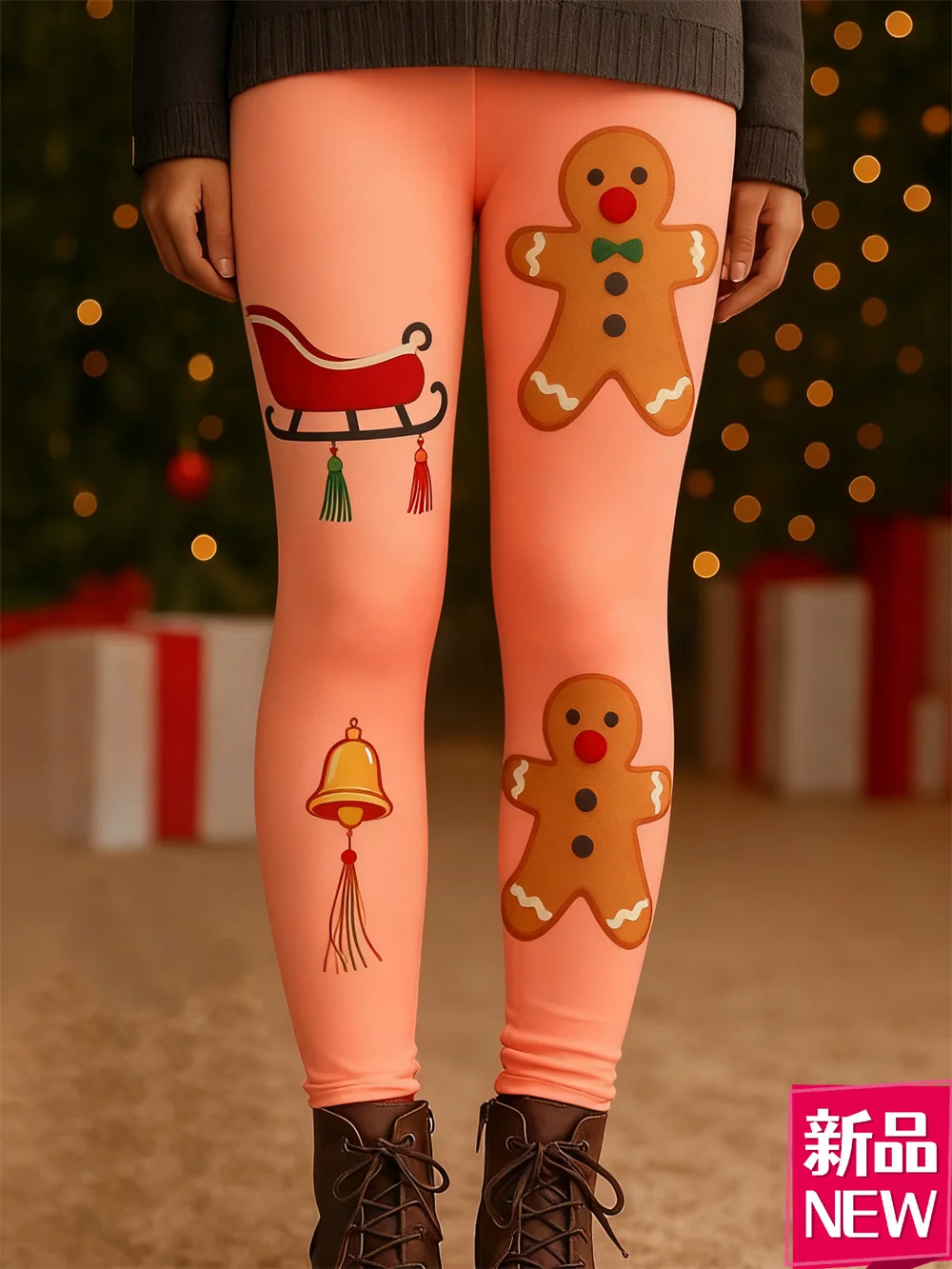 여성용 크리스마스 패턴 탄성 레깅스 3D 프린트 패션 크리에이티브 Y2k 스타일 요가 바지 축제 야외 캐주얼 하이 웨이스트 팬츠