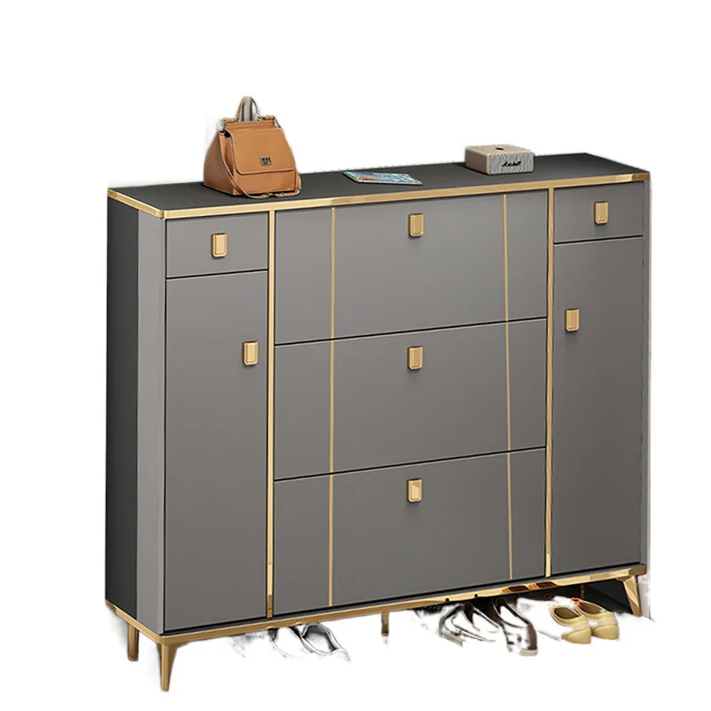 

Light luxury ultra-thin tipping bucket shoe cabinet, household door, large capacity