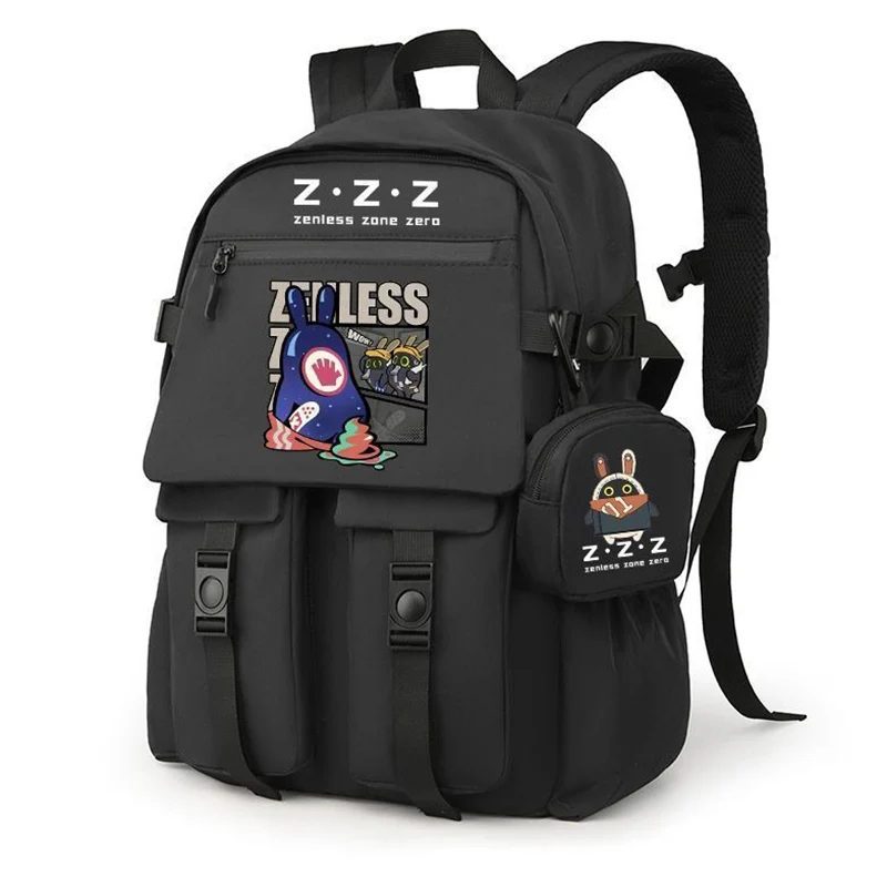 Malla transpirable, 30 × 45 × 12 cm Negro Azul Gris, Zenless Zone Zero, Mochilas escolares para estudiantes, niños y adolescentes, Mochilas de anime para niñas y niños