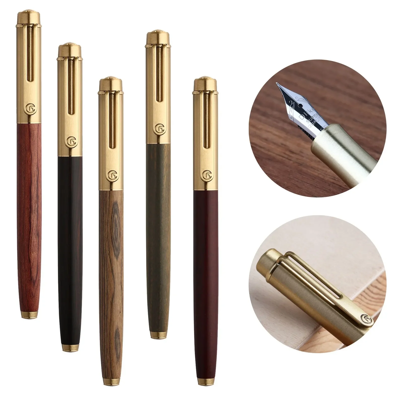 

Majohn M7 Natural Wood Fountain Pen Iridium EF/ F/ Bent Nib Smooth Writing ink Pens gift for student office business stationery