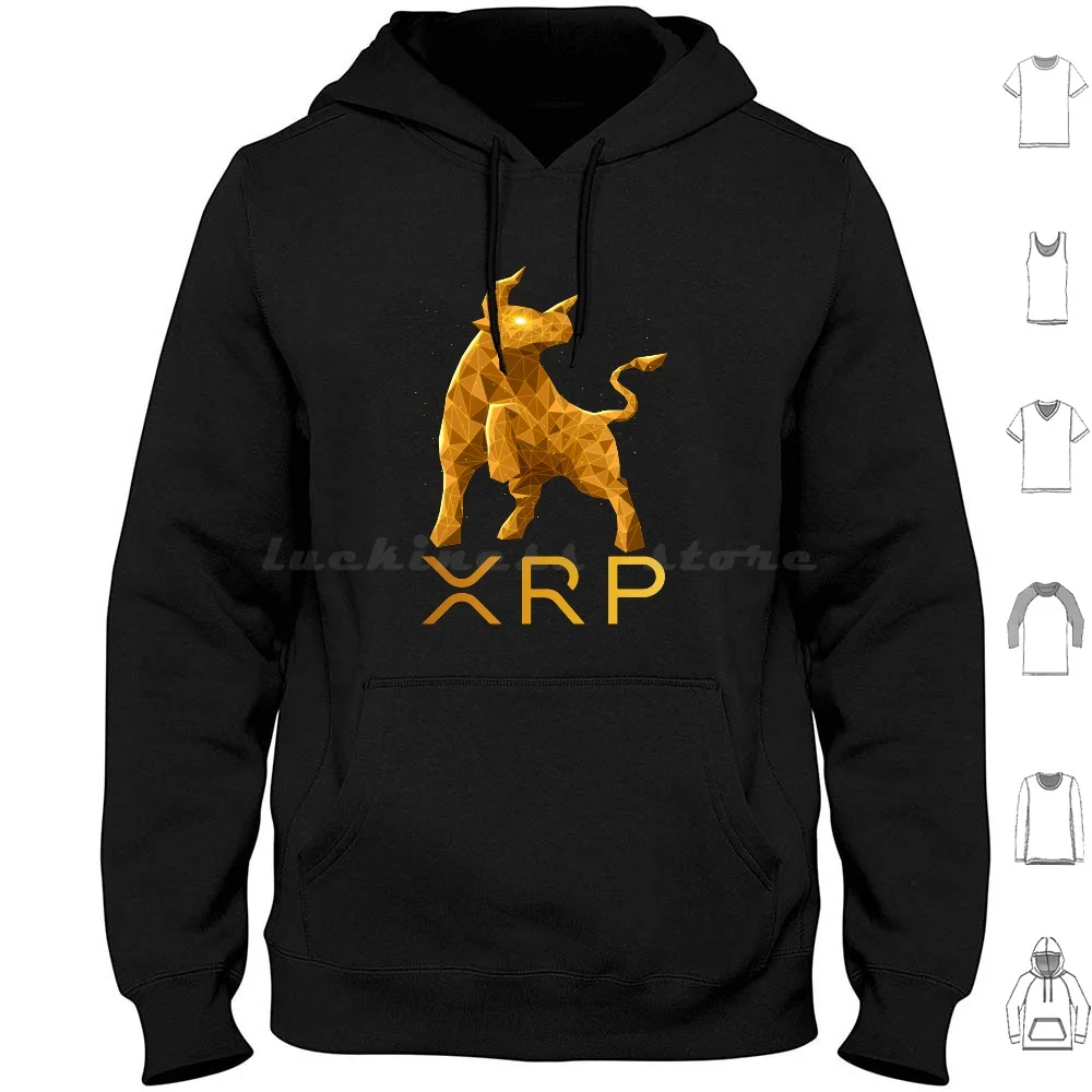 Bull Market Ripple Xrp Coin To The Moon Crypto Token Cryptocurrency Blockchain Wallet Hoodie cotton Long Sleeve Xrp