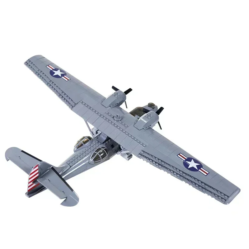 Construction toys 364Pcs Military Consolidted PBY 5A Catalina Building Blocks Airplane Bricks Aircraft Weapon Plane for Children