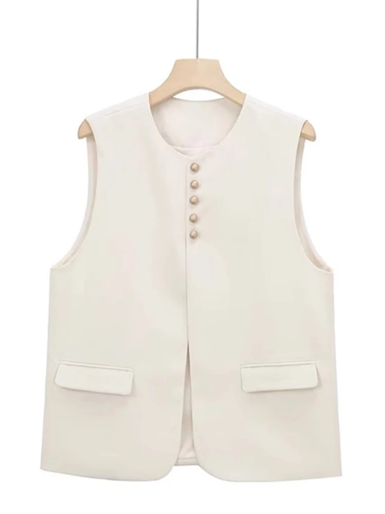 

Sli mat Single-Button Svel Jaet Vest Faionable Layering Piece Casual Slimming Top for Women