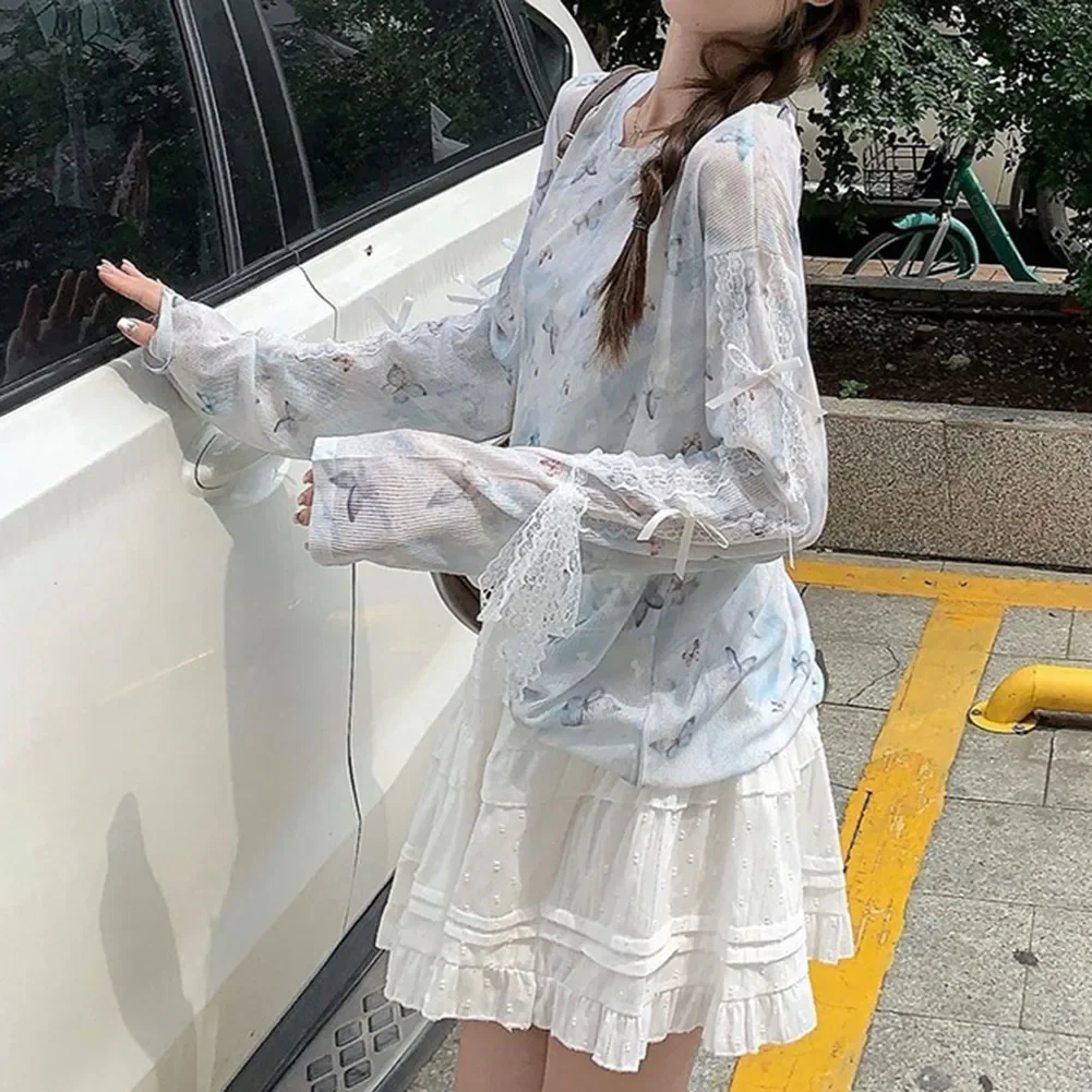 

Casual Wear Outdoor Activities S-XL Printed Cover Up Butterfly Pattern Loose Thin Top Available In Multiple Sizes