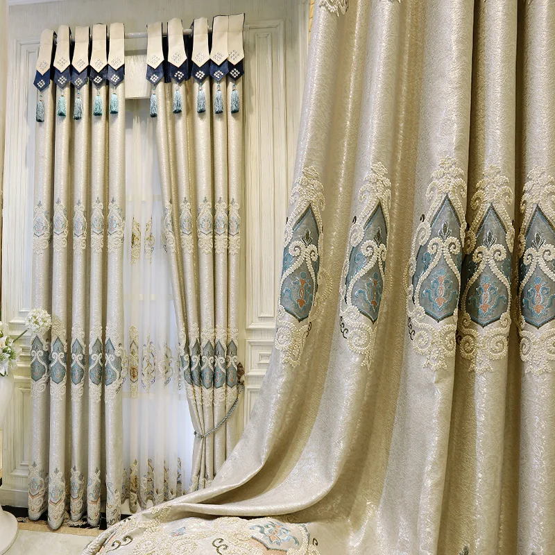 American Style Light Luxury Curtains for Living Room Bedroom Dining Room Embroidered Curtain  Anti Glare and Blackout Curtains