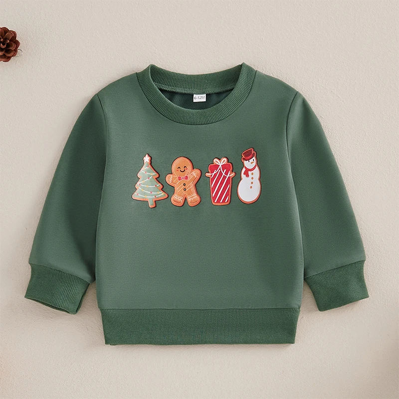 FOCUSNORM 0-4Y Autumn Baby Boys Christmas Sweatshirts T Shirts Cartoon/Letter Print Long Sleeve Pullovers Toddler Winter Tops