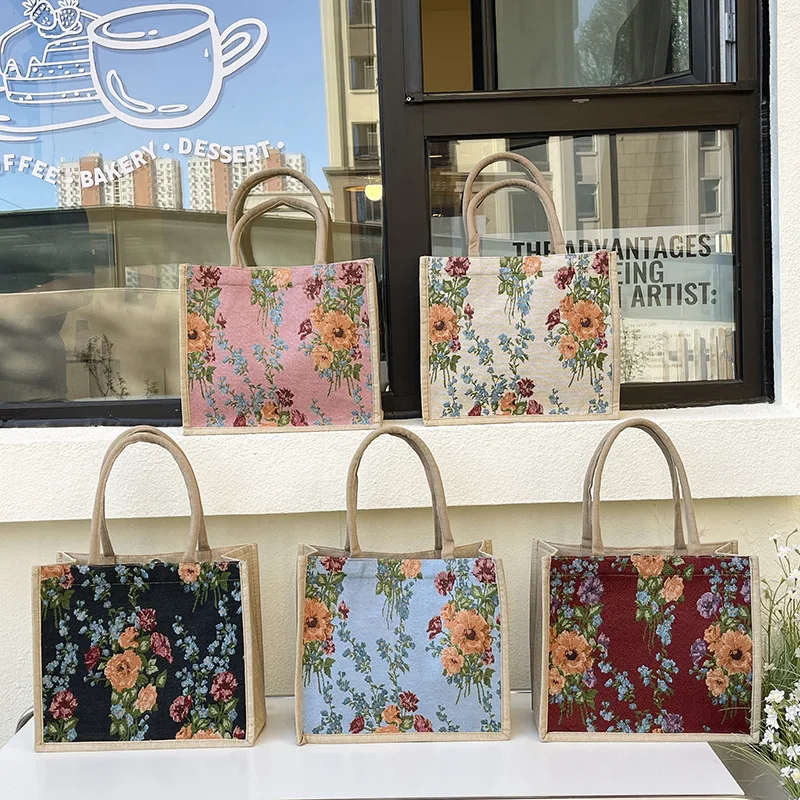 

2025Trendy! Women's Stylish Printed Linen Bag - Casual Large-Capacity, Lightweight Commute Shoulder/Underarm/Handbag