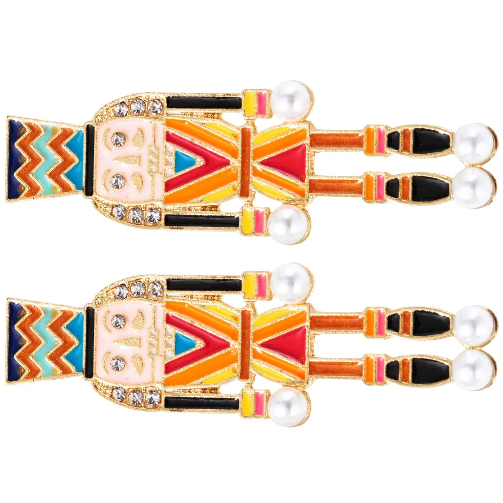 

1Pair Nutcracker Earrings Creative Cartoon Metal Earrings Fashion Accessory Holiday Party Decor Ear Jewelry for Women Girls