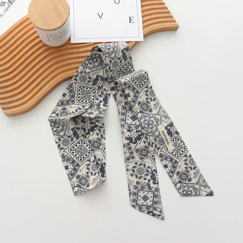 French Polka Dot Long Silk Scarf for Women 2025 New Fashion Neck Protection High-Grade Versatile Multi-Purpose Print Headband