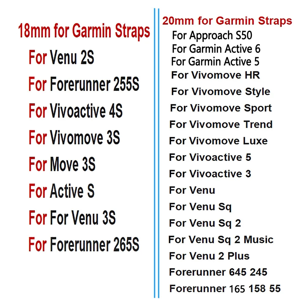 For Garmin Forerunner 165 245 645 Smartwatch Strap For Venu 2 Plus SQ 2 Vivoactive 3 5 HR 18/20mm Band Replacement Bracelet Belt