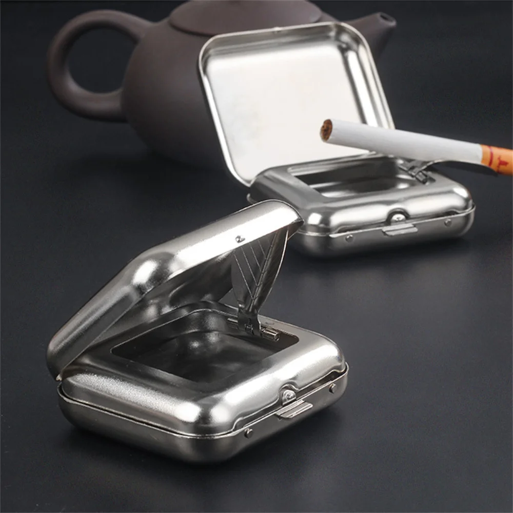 Outdoor Mini Portable Metal Cigarette Ashtray Fashion Ashtray With Lockable Lid Desktop Ash Case Pocket Ashtray Gift For Man