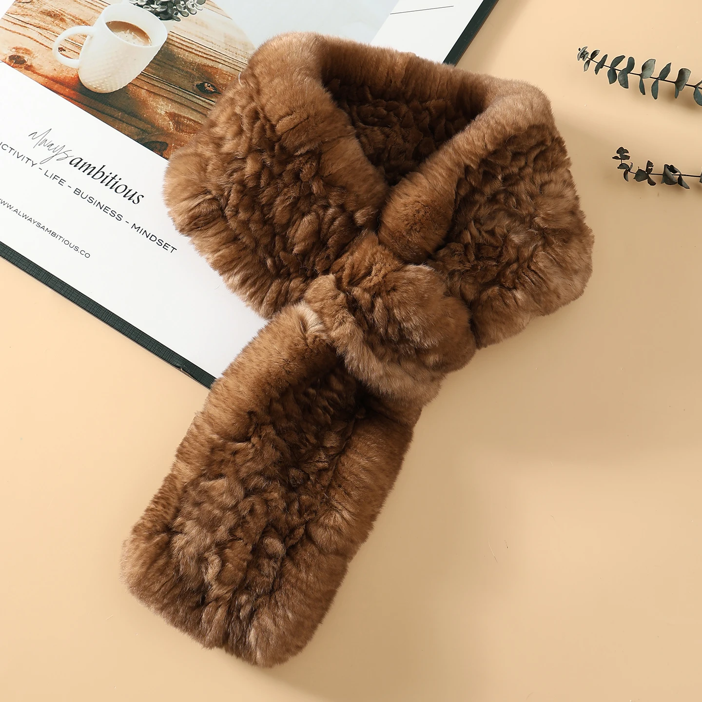 韓国スタイル両面ラビットファースカーフ女性の冬の暖かさ織りクロスネックウォーマー多用途スカーフとショール