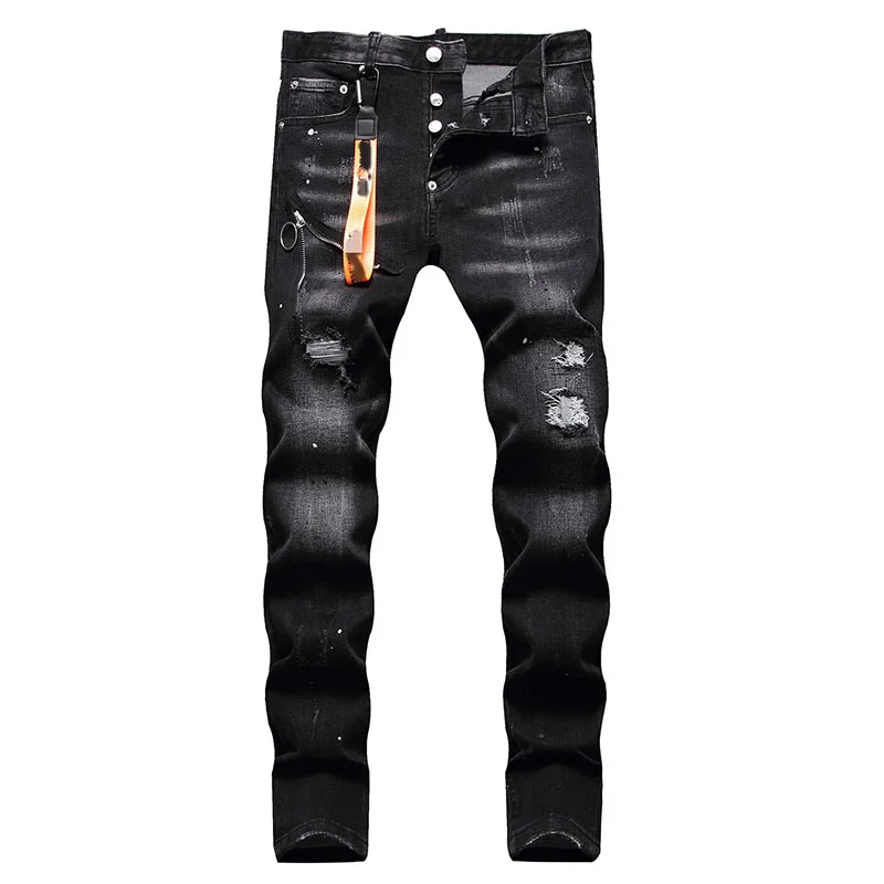 New Fashion Men\'S Black Jeans Denim Pants High Quality Male Jean Homme Streetwear Trousers Casual Zipper Designer