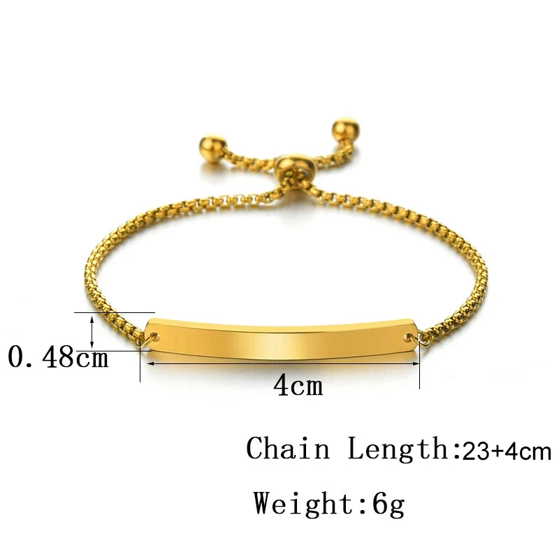 Nextvance Fashion Stainless Steel Adjustable Customized Words Engraving Letter Name Bracelet Gold Color Couple Bangles Jewelry