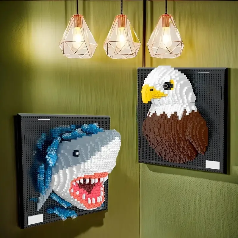 Idea Painting Micro Diamond Block Eagle Shark Parrot Snake Chameleon 3D Photo Frame Panda Wolf Building Brick Toy Nanobricks