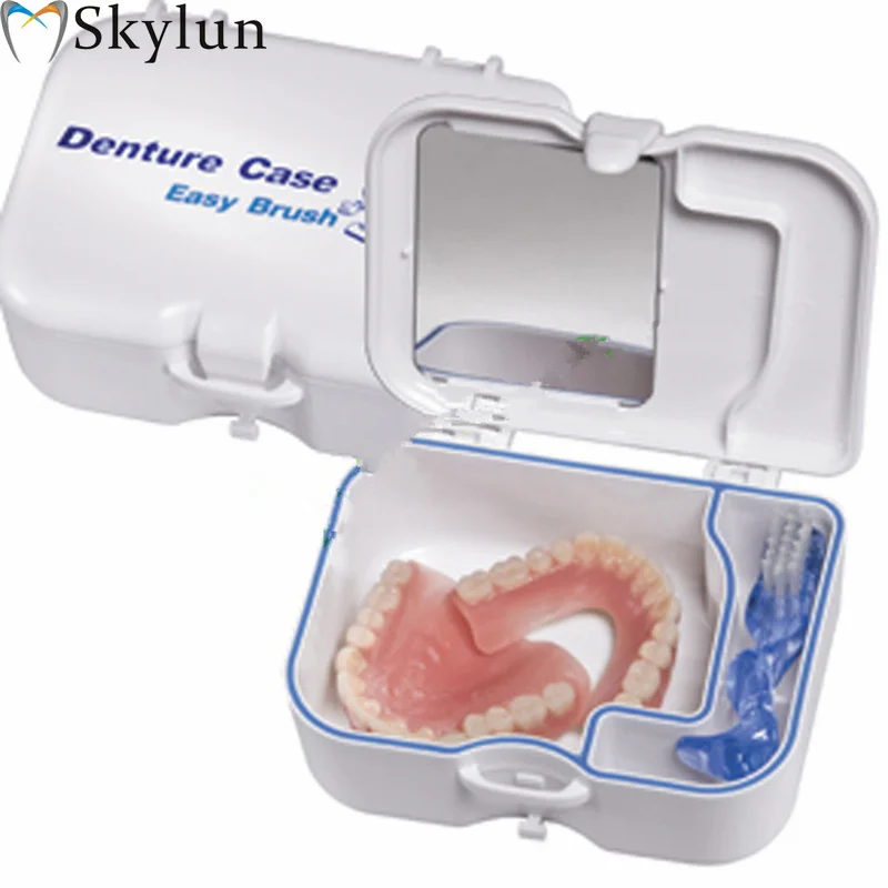 2PCS Dental denture Storage box high-grade band mirror with a toothbrush  with a ring of water does not spill SL810