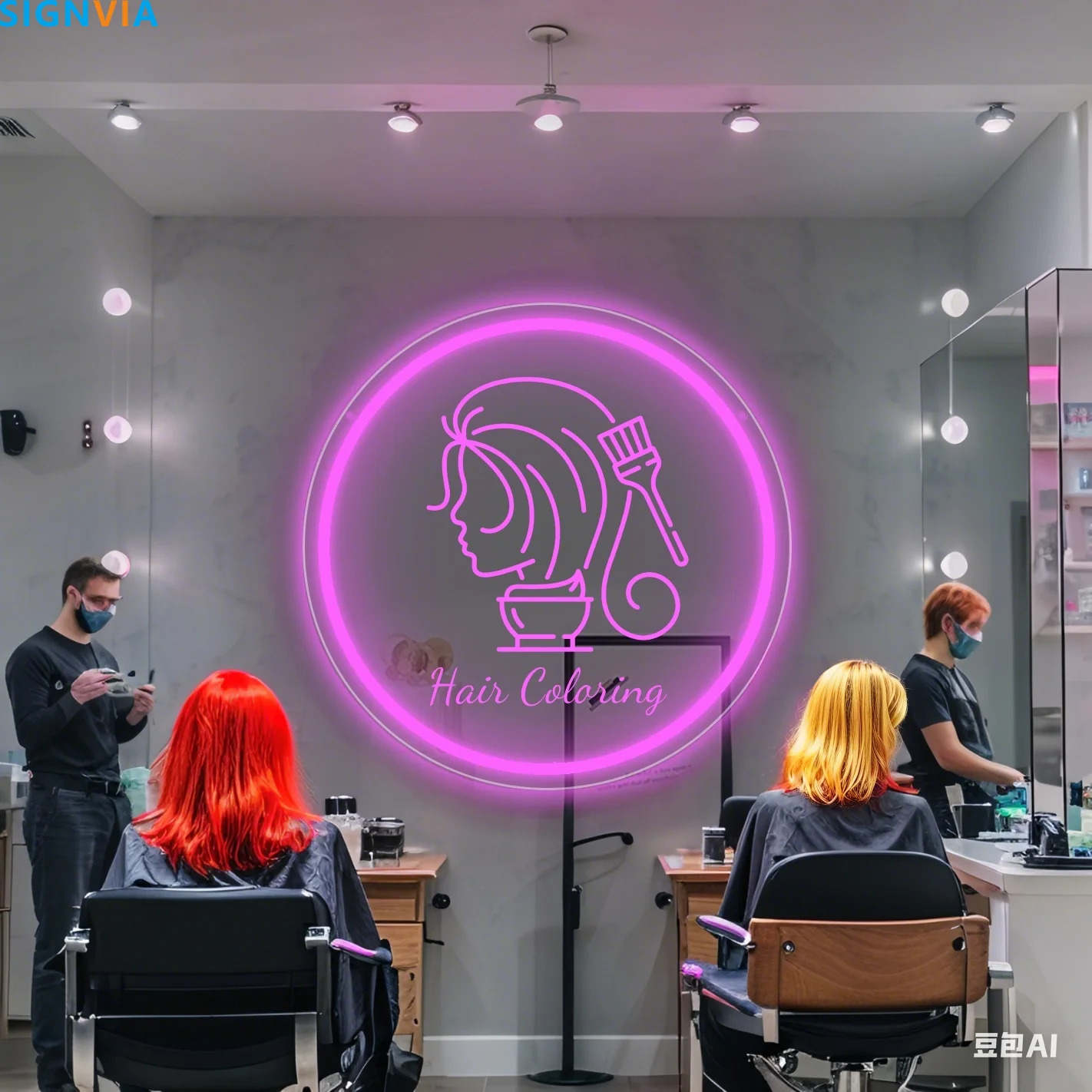 

Custom Personalized Neon Haircut Logo with Barber Icon Pink LED Light Wall Art for Salon Home Decor Gift Durable Hair Salon Sign