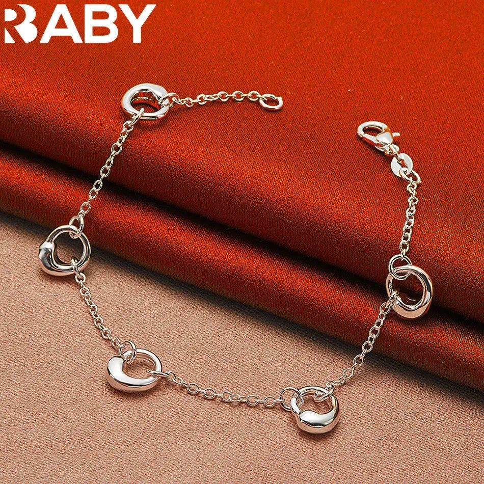 

URBABY 925 Sterling Silver Round Water Droplet Bracelet For Women's Fashion Jewelry Popular Parties Holiday Gifts
