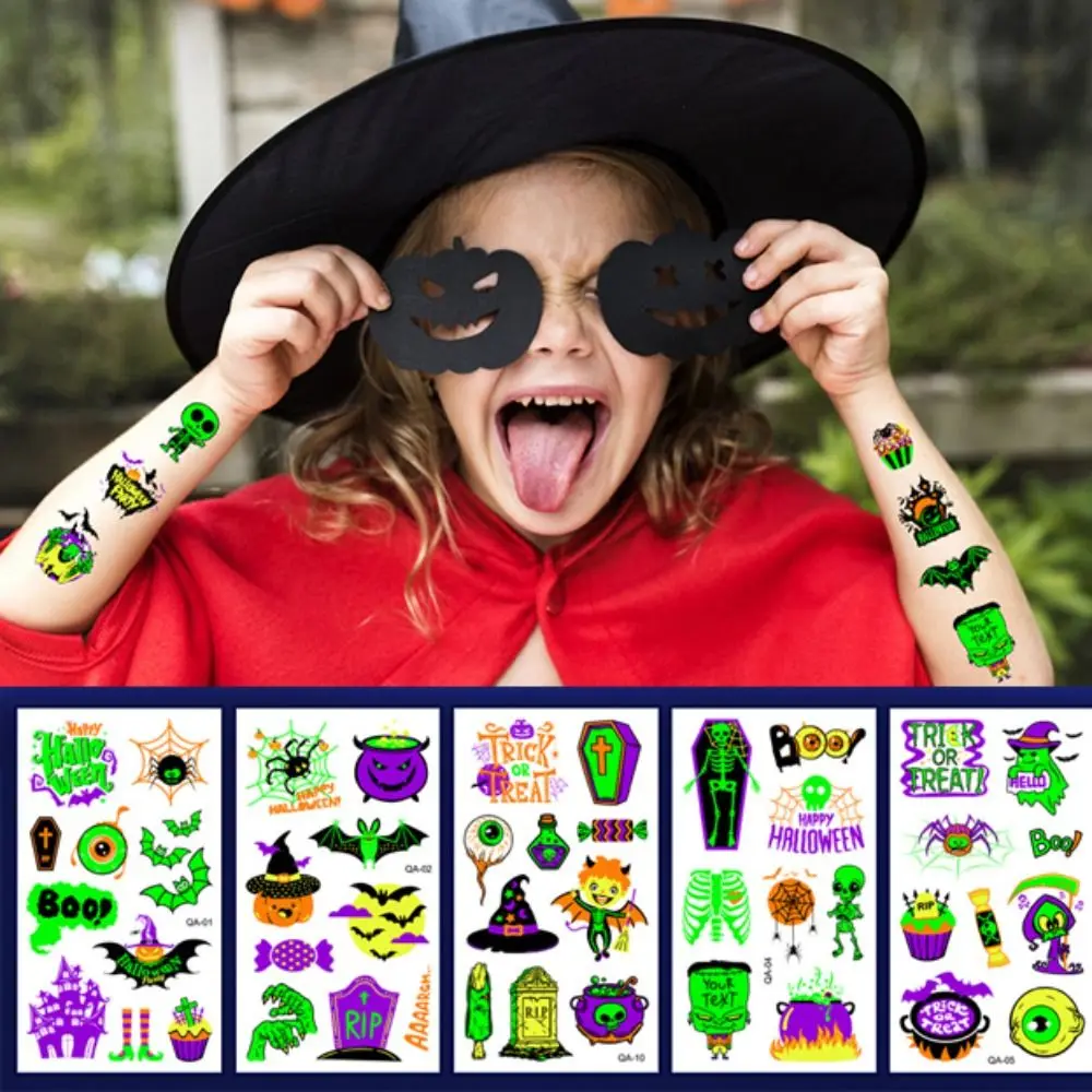 

10Pcs/Set Fake Tattoo Glow Party Tattoo Stickers Temporary Disposable Fluorescent Tattoo Sticker Cartoon Waterproof