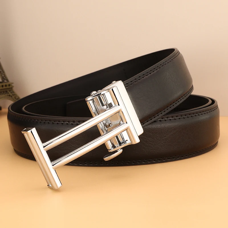 Wysokiej jakości designerskie paski z automatyczną klamrą mężczyźni prawdziwej skóry luksusowe 3.5cm szerokości modny gorset formalny ceinture homme Z227