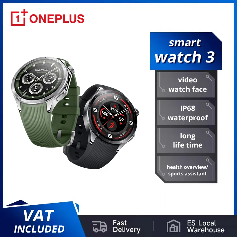OnePlus montre 3 version mondiale smartwatch 1.5 pouces LTPO AMOLED affichage 32GB mémoire titane lunette santé sport surveillance montre