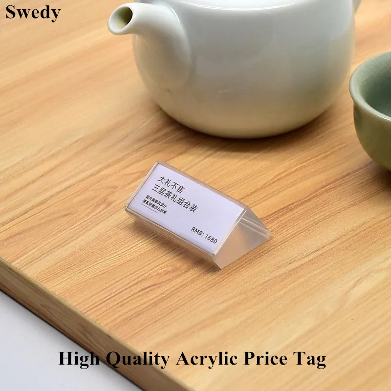 50x25mm Mini Promotion Sign Paper Card Holder Display Stand Small Acrylic Price Label Paper Tags