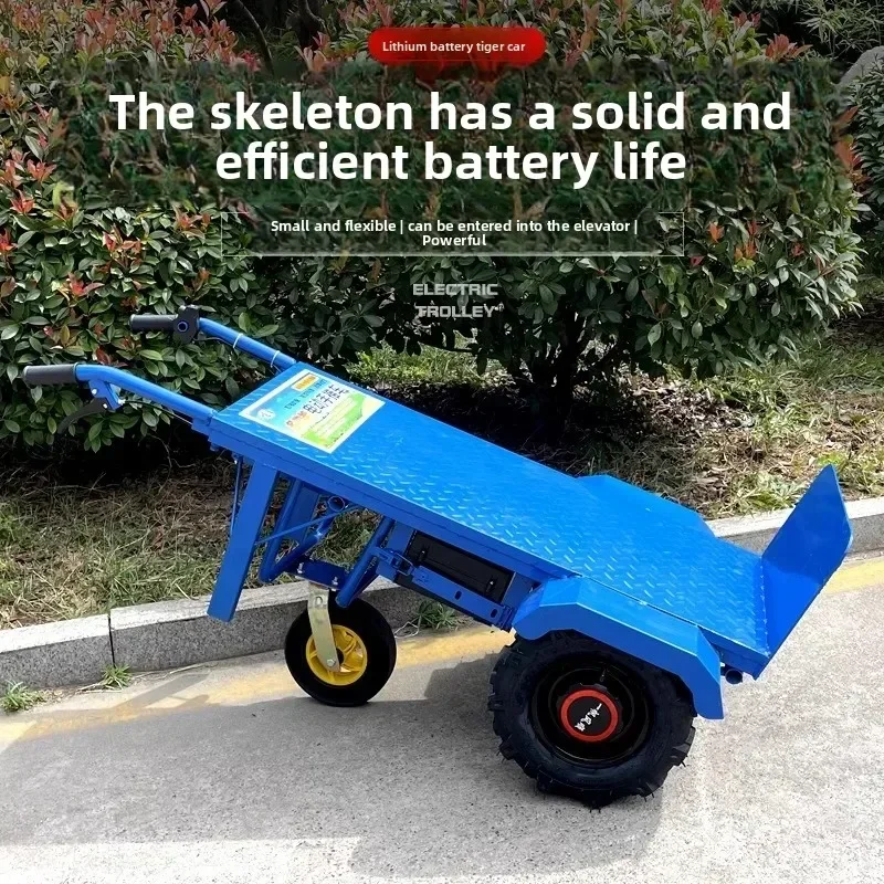 Electric hand push tiger cart, truck, construction site trolley, household agricultural