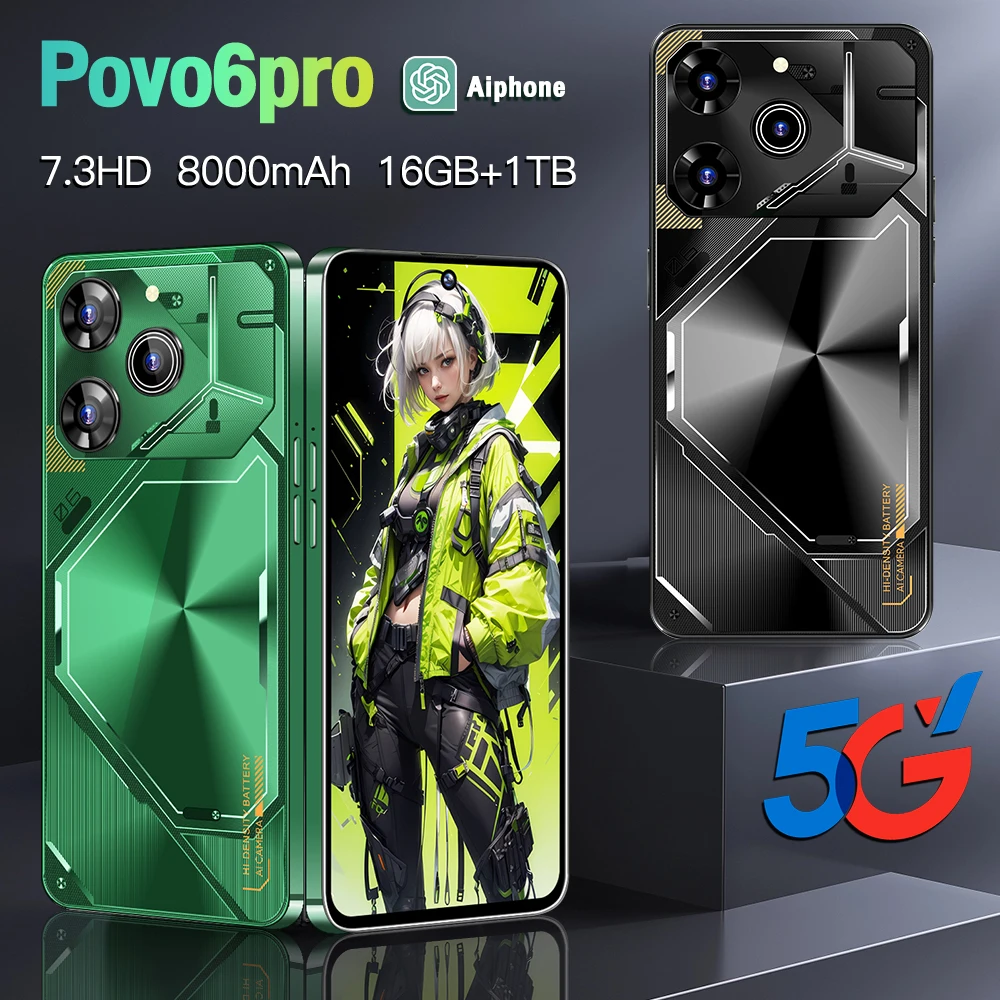 2024 Global Version Povo6pro Cellphone 5G 7.3