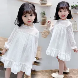 Spring Autumn Girl White Dress Princess Dress Foreign Style Baby Girl Fairy Long-sleeved dress gauze dress tutu dress