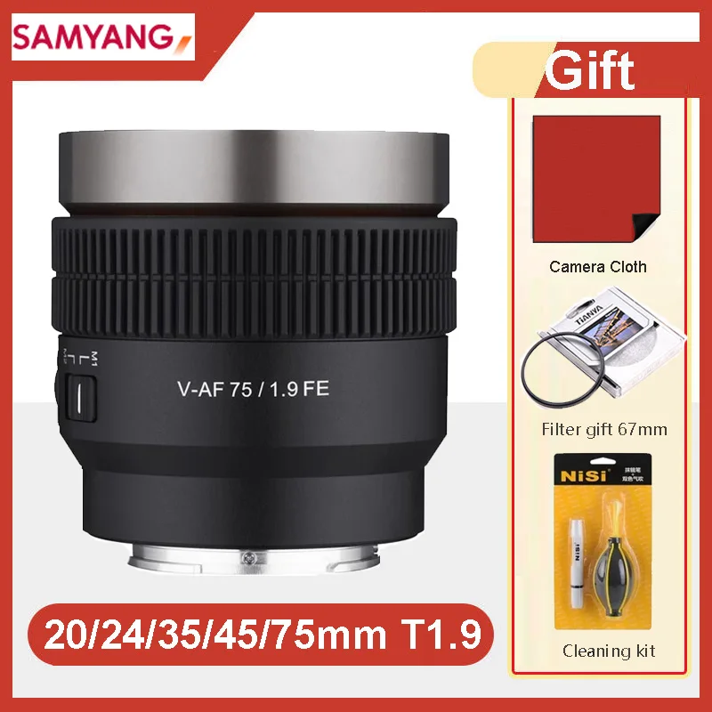 

Samyang Cine V-AF 75mm T1.9 FE Cine Lens Auto Focus Full Frame Camera Lens for Sony FE Mount A9 A9II A7RIV A7RIII A7III A7C A7