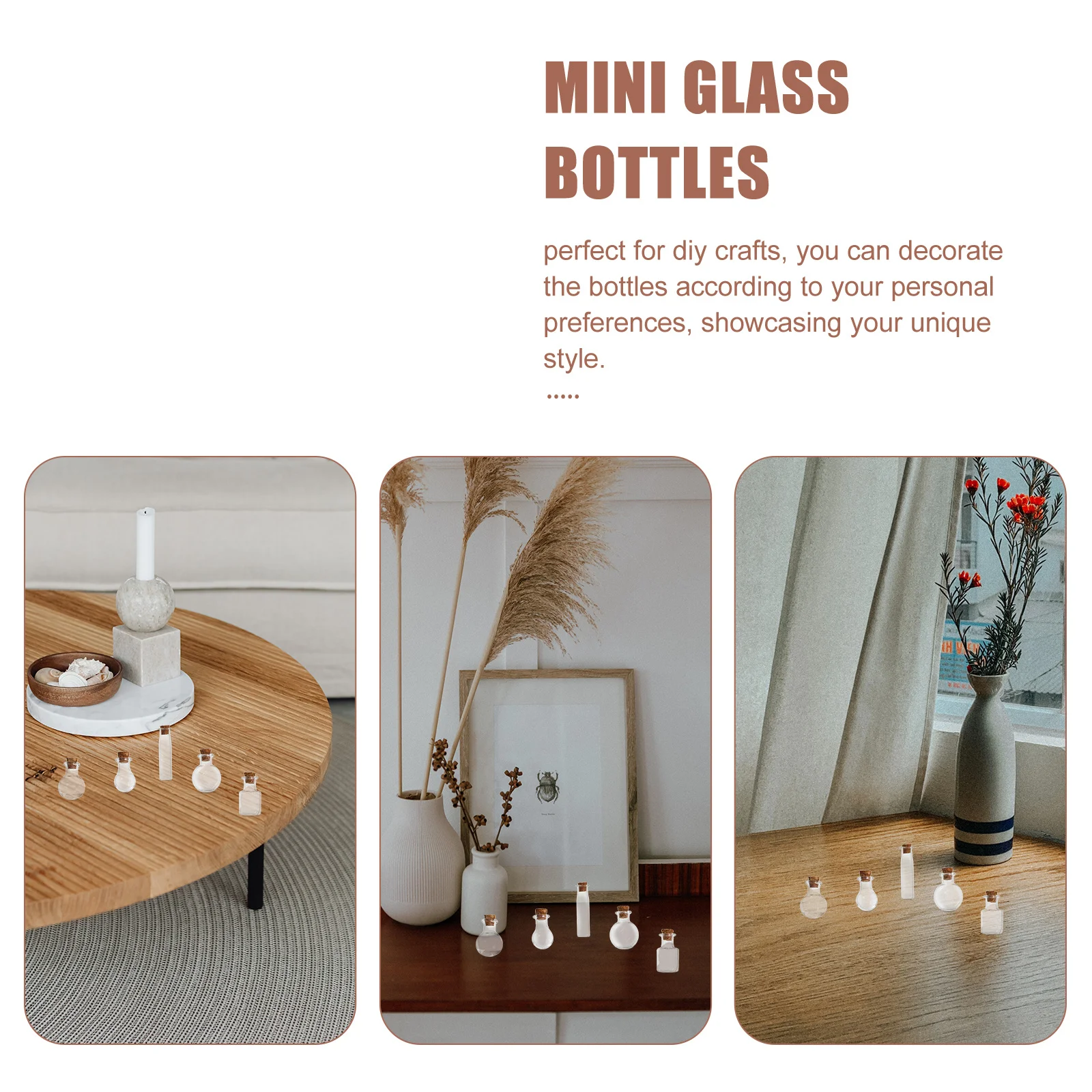 

48Pcs Miniature Glass Bottles Clear Vials for Wishes DIY Crafts Stylish Accessory Visual Appeal Easy Cleaning Mini Glass Bottles