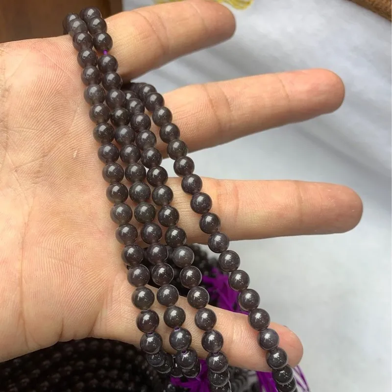 Hetian Jade Qinghai Smoky Purple Material 6Mm 108 Beads Fine Texture