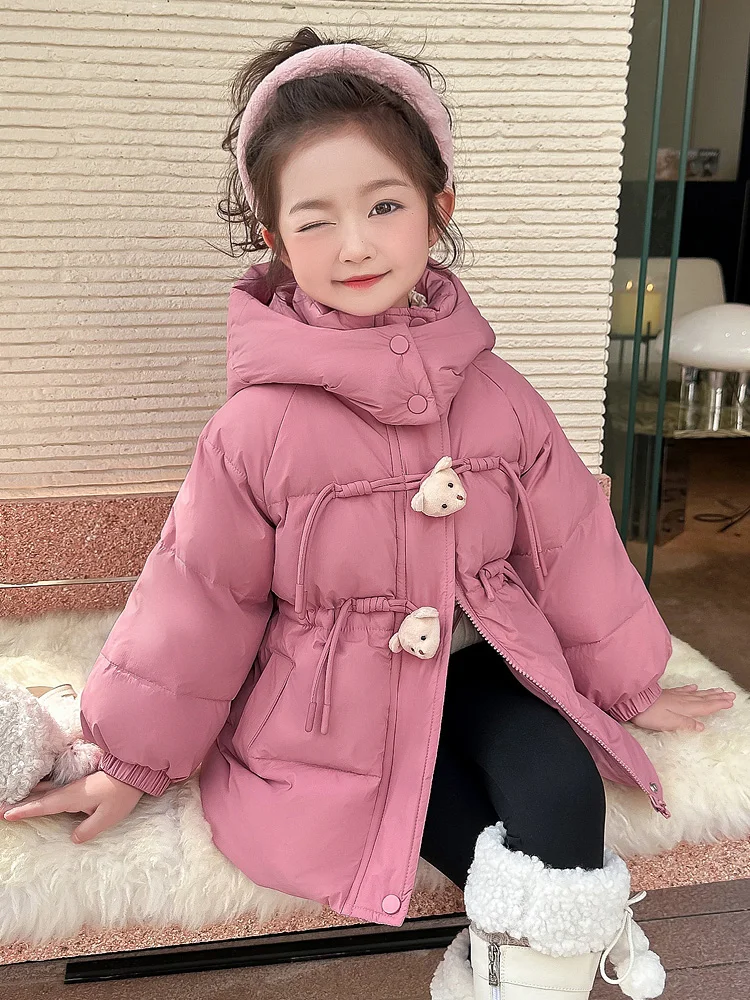 Cappotto invernale da ragazza in piumino Jaet Duling Quill coreano Sle taglio dritto lungo chiusura con cerniera Sve con cappuccio regolare L...