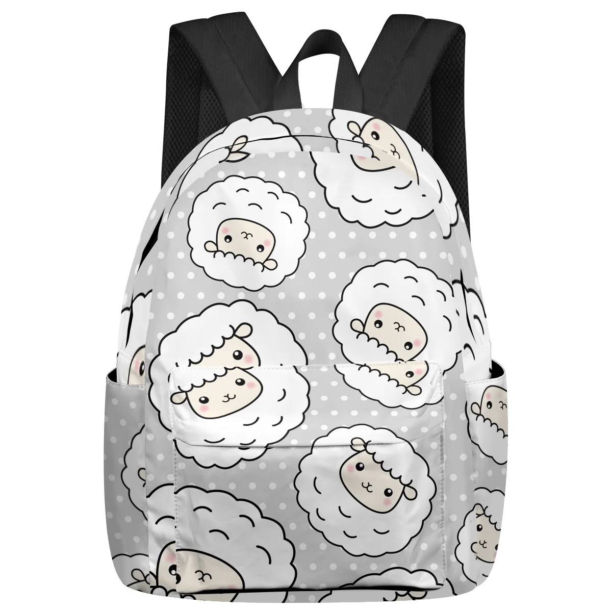 

Cartoon Lamb White Sheep Cloud Spots Large Capacity Backpack Men Laptop Bags High School Teen College Girl Student Mochila