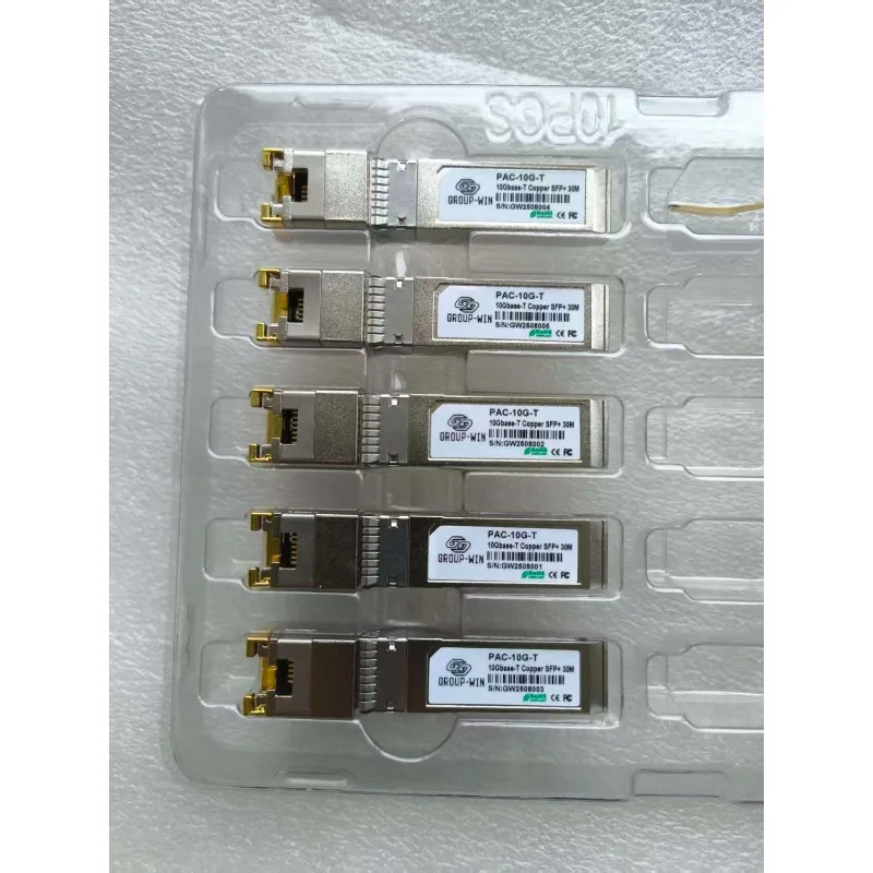 جهاز إرسال واستقبال 10GBase-T SFP+ إلى RJ45، كابل نحاسي إيثرنت CAT6A/CAT7 RJ45 إلى SFP+ وحدة ألياف بصرية، حتى 30 مترًا