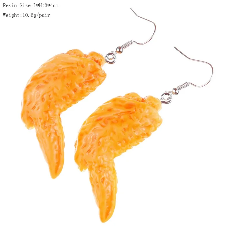 1pair Fun Simulation Food Play Shrimp Tail Chicken Wings French Fries Earrings Hook Earrings Drop Earrings Jewelry